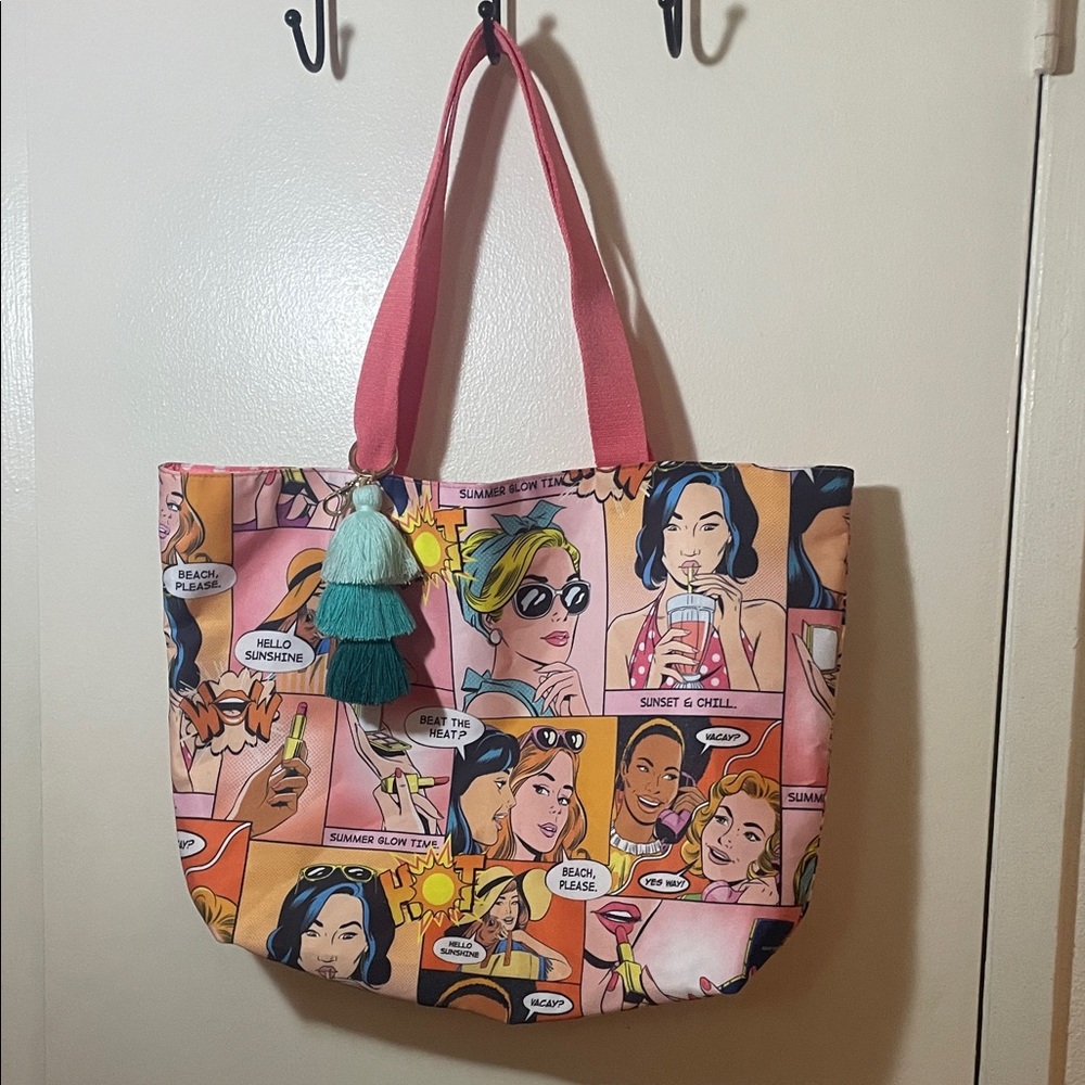 Estee Lauder Pink and Orange Comic Print Tote - Picture 6 of 9